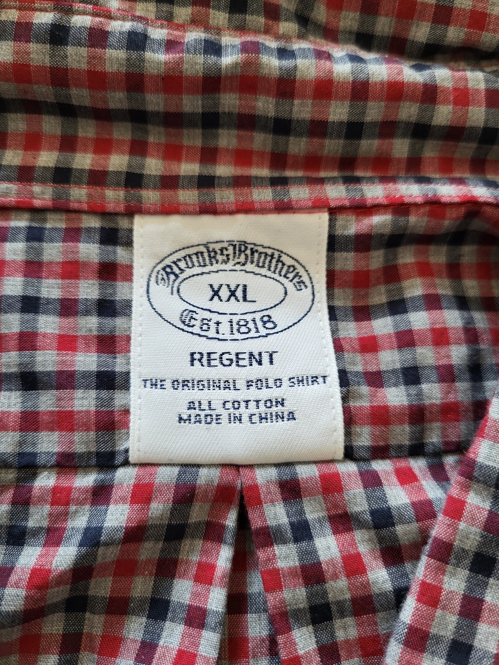 Brooks Brothers Regent XXL Red and Navy Plaid Cotton Shirt